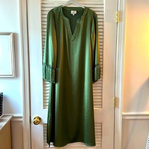 Tuckernuck Cactus Green Fringe Jamie Dress, size medium